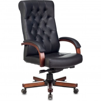 Кресло руководителя БЮРОКРАТ T-9928WALNUT черное, кожа Кресло руководителя БЮРОКРАТ T-9928WALNUT черное, кожа